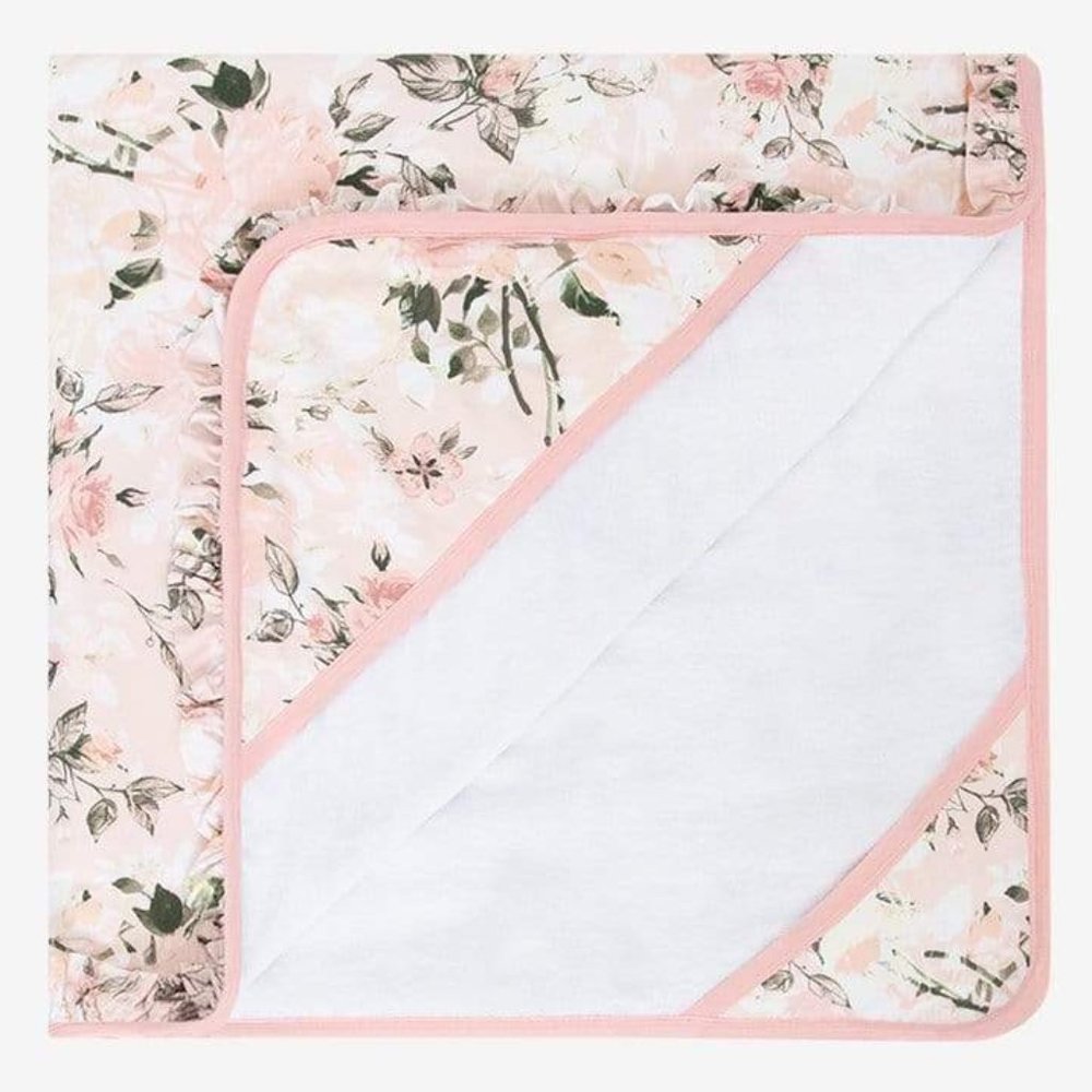 Posh Peanut Vintage Pink Rose Ruffled Hooded Towel